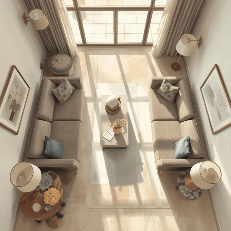 Гостиная с двумя диванами - преимущества