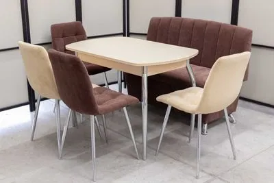 Диван, стол, 4 стула хром (серия Альт ассорти)