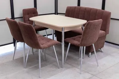Диван, стол, 4 стула хром (серия Альт шоколад)