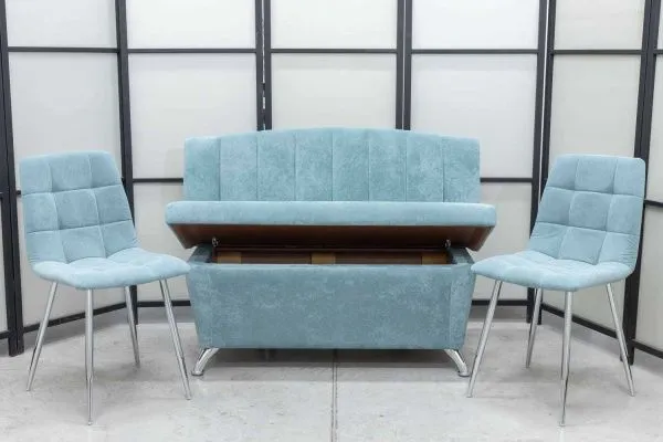 Диван, 2 стула хром (серия Альт ментол) - Кухонные наборы