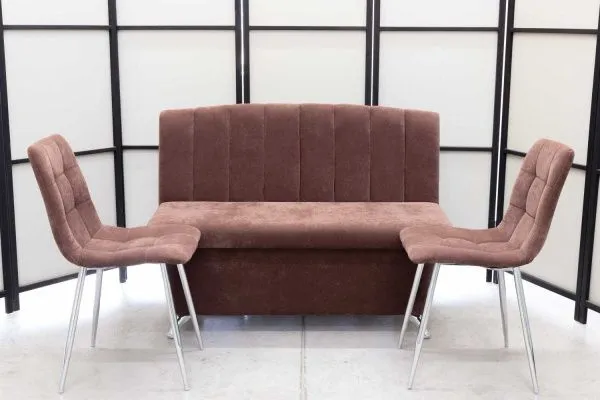 Диван, 2 стула хром (серия Альт шоколад) - Кухонные наборы