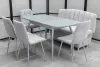 Диван, стол, 4 стула хром (серия Альт светло-серый) - Кухонные наборыССС