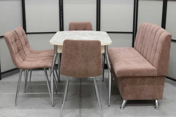 Обеденная группа Альт (диван Альт мокка, стол Милт и 4 стула Тетра) - Кухонные наборы