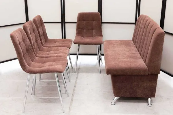 Диван, 4 стула хром (серия Альт шоколад) - Кухонные наборы