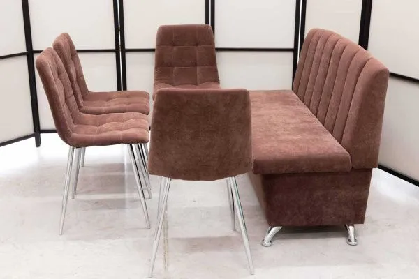 Диван, 4 стула хром (серия Альт шоколад) - Кухонные наборы