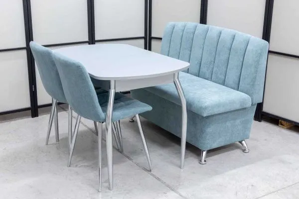 Диван, стол, 2 стула хром (серия Альт ментол) - Кухонные наборы