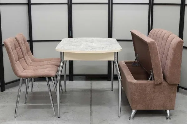 Обеденная группа Альт (диван Альт мокка, стол Милт и стулья Тетра) - Кухонные наборы