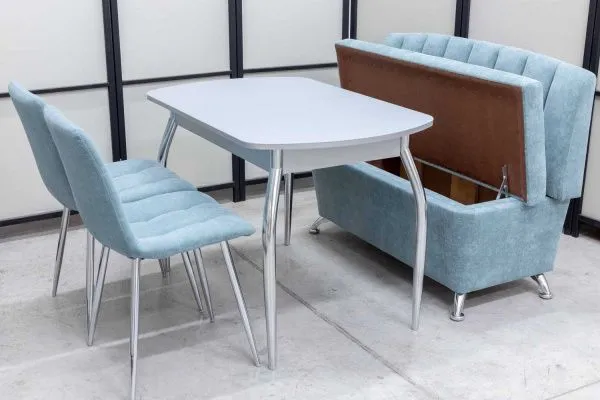 Диван, стол, 2 стула хром (серия Альт ментол) - Кухонные наборы