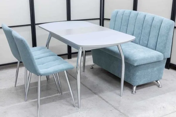 Диван, стол, 2 стула хром (серия Альт ментол) - Кухонные наборы