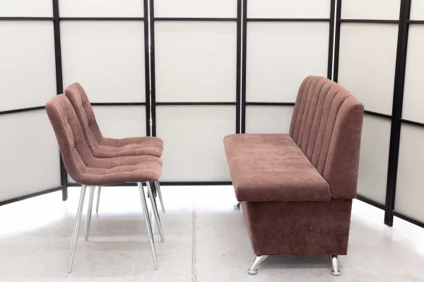 Диван, 2 стула хром (серия Альт шоколад) - Кухонные наборы