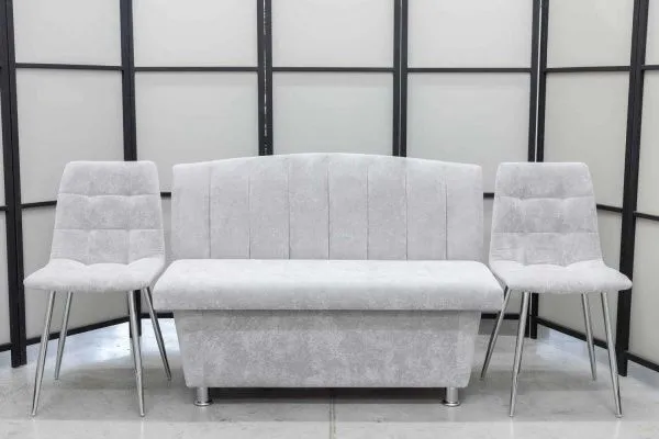 Диван, 2 стула хром (серия Альт светло-серый) - Кухонные наборы