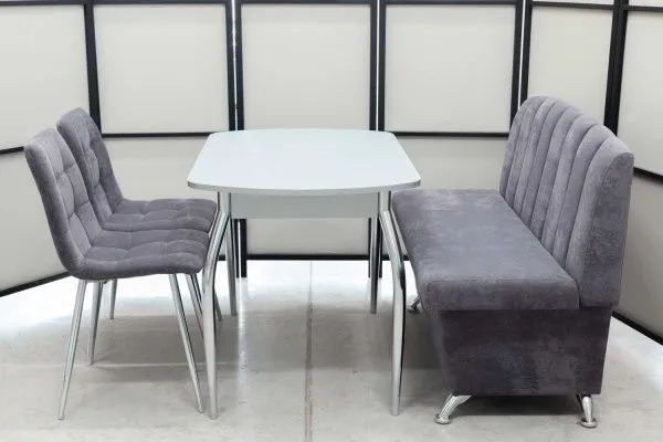 Диван, стол, 2 стула хром (серия Альт графит) - Кухонные наборы