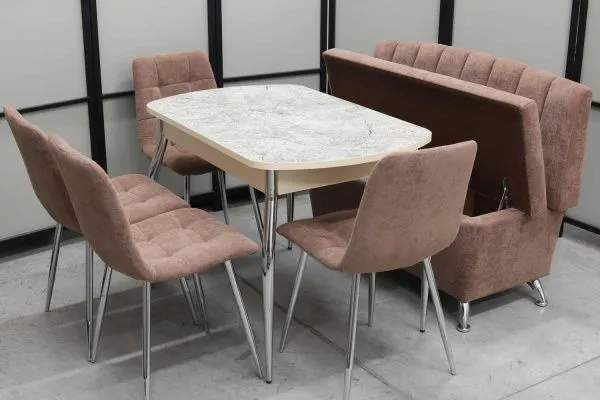 Обеденная группа Альт (диван Альт мокка, стол Милт и 4 стула Тетра) - Кухонные наборы