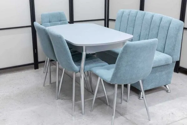 Диван, стол, 4 стула хром (серия Альт ментол) - Кухонные наборы