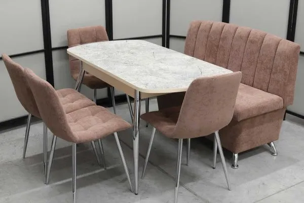 Обеденная группа Альт (диван Альт мокка, стол Милт и 4 стула Тетра) - Кухонные наборы