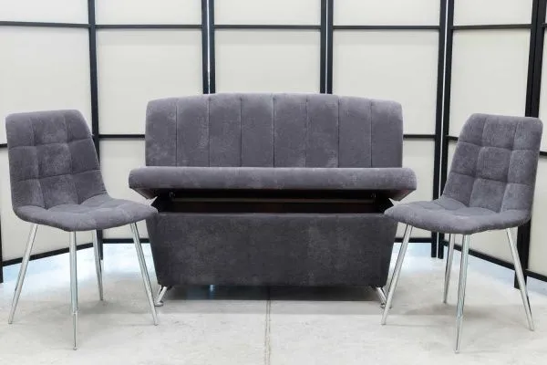 Диван, 2 стула хром (серия Альт графит) - Кухонные наборы