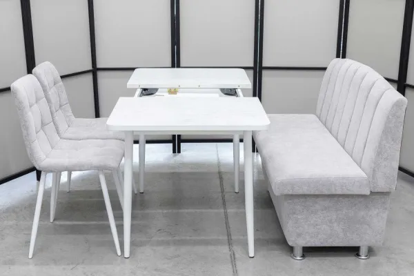 Диван, стол, 2 стула (серия Альт светло-серый) - Кухонные наборы