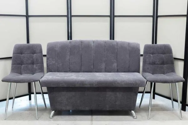 Диван, 2 стула хром (серия Альт графит) - Кухонные наборы