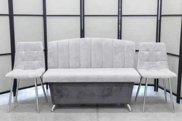 Диван, 2 стула (серия Альт серая с хромированными стульями) - Кухонные наборы