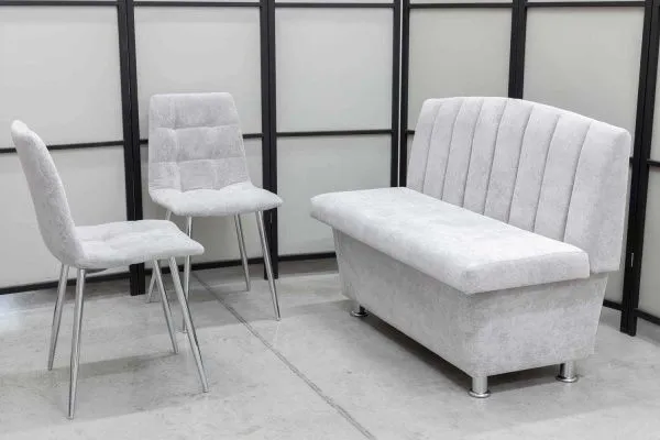 Диван, 2 стула хром (серия Альт светло-серый) - Кухонные наборы