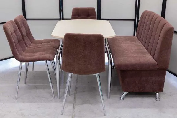 Диван, стол, 4 стула хром (серия Альт шоколад) - Кухонные наборы