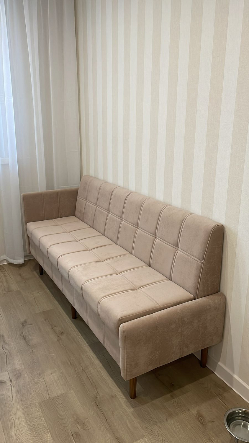 Кухонный прямой диван Авалон с ящиком (высокий подлокотник) - Кухонные диваны