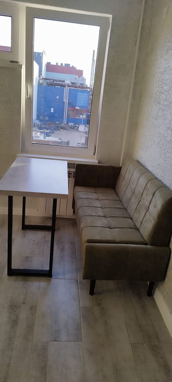 Кухонный прямой диван Авалон с ящиком (высокий подлокотник) - Кухонные диваны