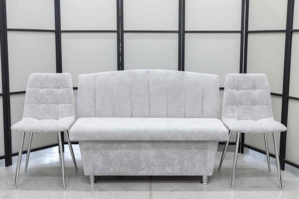 Диван, 2 стула хром (серия Альт светло-серый) - Кухонные наборыССС