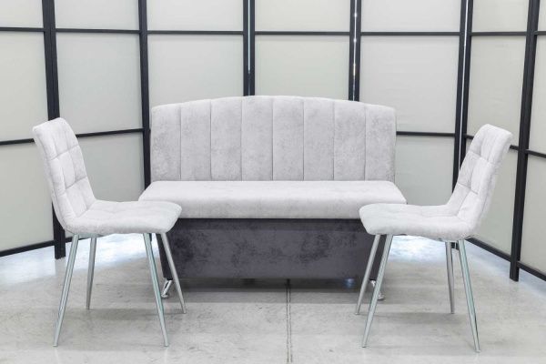 Диван, 2 стула (серия Альт серая с хромированными стульями) - Кухонные наборыССС