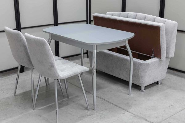 Диван, стол, 2 стула хром (серия Альт светло-серый) - Кухонные наборыССС