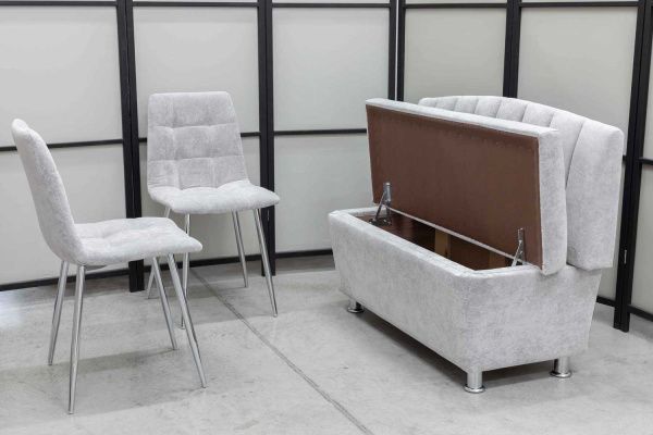 Диван, 2 стула хром (серия Альт светло-серый) - Кухонные наборыССС