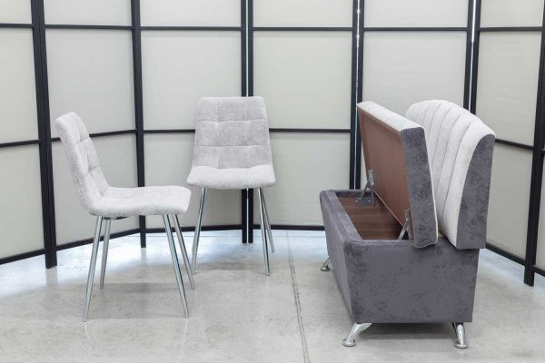 Диван, 2 стула (серия Альт серая с хромированными стульями) - Кухонные наборыССС