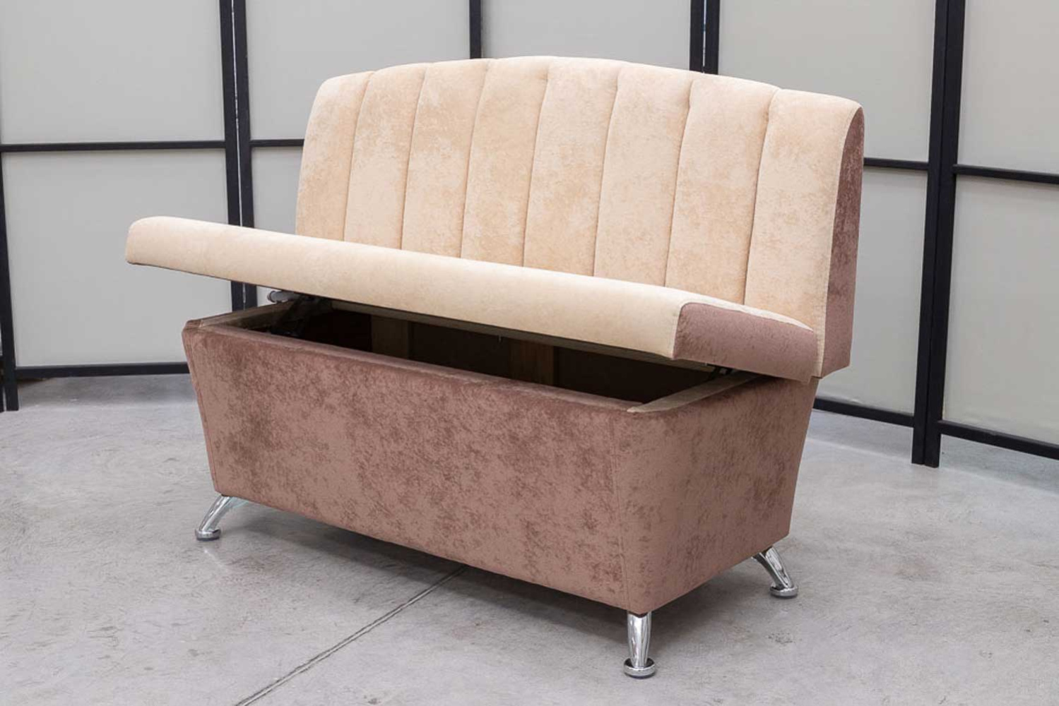 Кухонный прямой диван Альт с ящиком (антивандальный бежевый) - Кухонные диваны