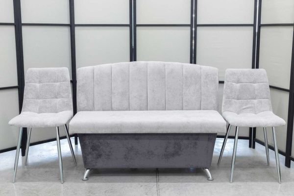 Диван, 2 стула (серия Альт серая с хромированными стульями) - Кухонные наборыССС