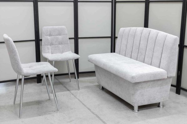 Диван, 2 стула хром (серия Альт светло-серый) - Кухонные наборыССС