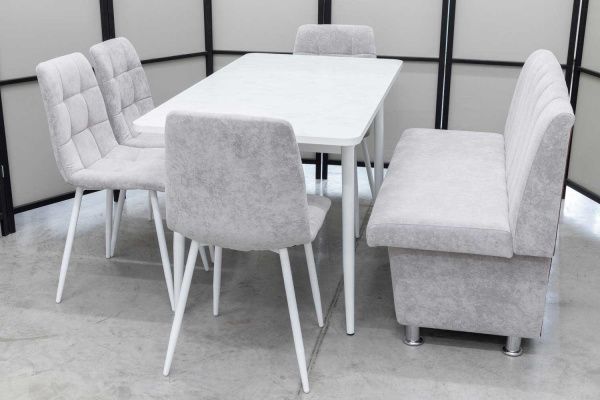 Диван, стол, 4 стула (серия Альт светло-серый) - Кухонные наборыССС