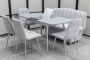 Диван, стол, 4 стула хром (серия Альт светло-серый) - Кухонные наборыССС
