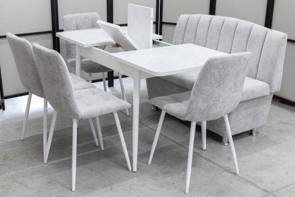 Диван, стол, 4 стула (серия Альт светло-серый) - Кухонные наборыССС