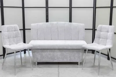 Диван, 2 стула хром (серия Альт светло-серый) - Кухонные наборы