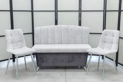 Диван, 2 стула (серия Альт серая с хромированными стульями) - Кухонные наборы