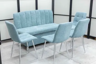 Диван, 4 стула хром (серия Альт ментол) - Кухонные наборы