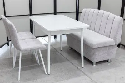 Диван, стол, 2 стула (серия Альт светло-серый) - Кухонные наборы