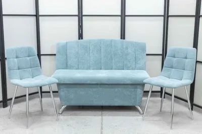 Диван, 2 стула хром (серия Альт ментол) - Кухонные наборы